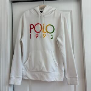 Polo Ralph Lauren 1992 Hoodie M White Casual Logo Gradient Style Retro